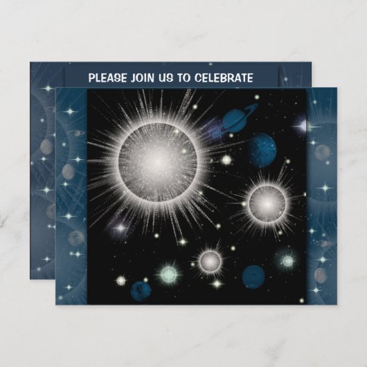 Invitation Anniversaire du thème spatial (Devant / Derrière)