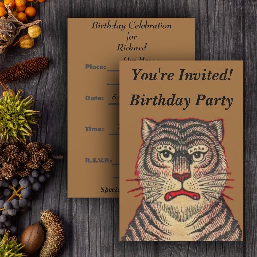 Invitation Anniversaire du tigre d'Asie vintage
