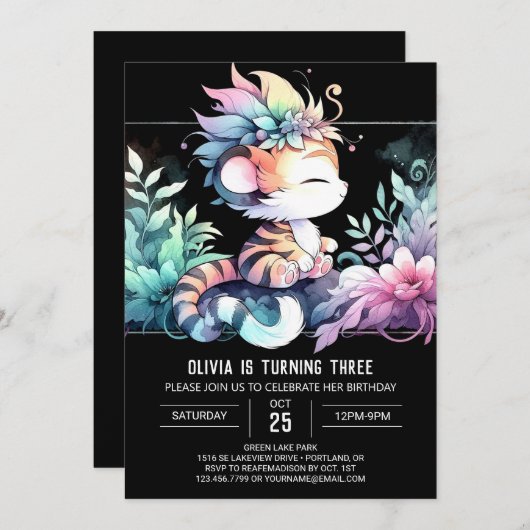 Invitation Anniversaire du Tigre de la Jungle (Devant / Derrière)