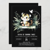 Invitation Anniversaire du tigre doux moderne (Devant / Derrière)