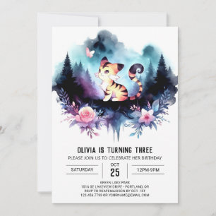 Invitation Anniversaire du tigre minimaliste magique