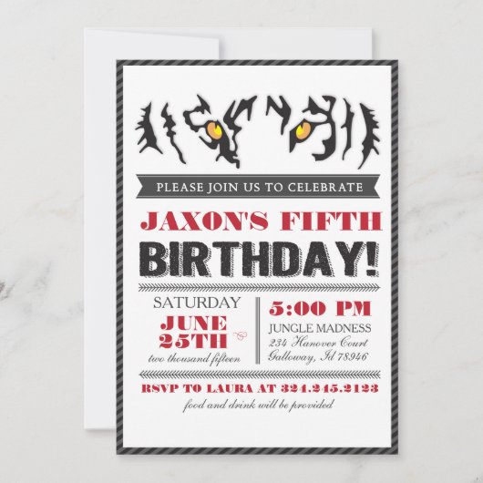 Invitation Anniversaire du Tigre moderne (Devant)