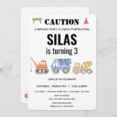 Invitation Anniversaire du véhicule de construction (Devant / Derrière)