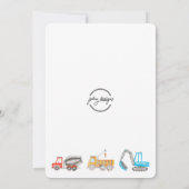 Invitation Anniversaire du véhicule de construction (Dos)