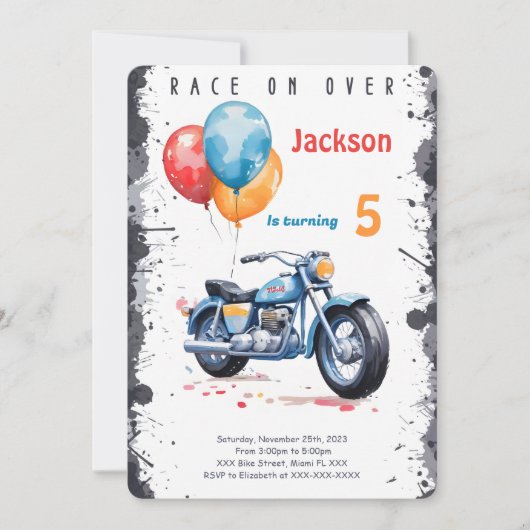 Invitation Anniversaire du Vélo Bleu (Devant)