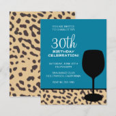 Invitation Anniversaire du vin empreinte de léopard (Devant / Derrière)