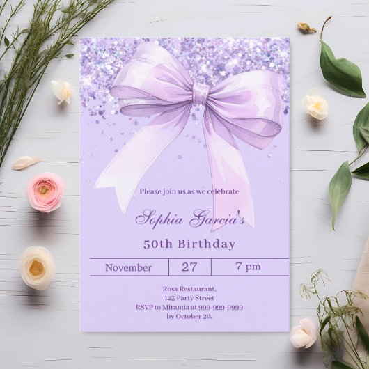 Invitation Anniversaire du violet de la lavande