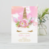 Invitation Anniversaire du visage Unicorn (Debout devant)