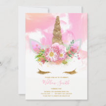 Invitation Anniversaire du visage Unicorn