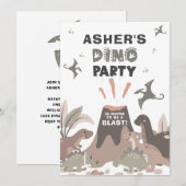 Invitation Anniversaire du volcan Dinosaure (Devant / Derrière)