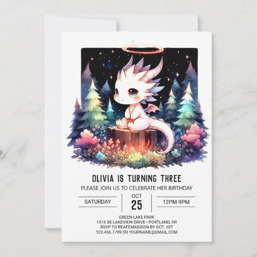 Invitation Anniversaire du Wild Pastel Dragon (Devant)