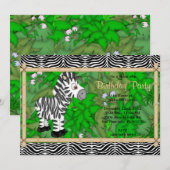 Invitation Anniversaire du Zèbre sauvage et sucré (Devant / Derrière)