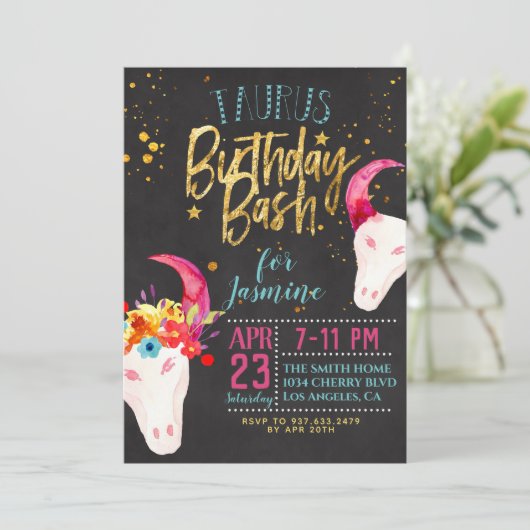 Invitation Anniversaire du Zodiac Taurus (Debout devant)