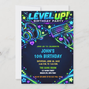 Invitation Anniversaire d'un adolescent joueur de jeux vidéo