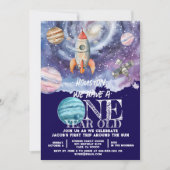 Invitation Anniversaire d'un an de l'astronaute spatiale (Devant)