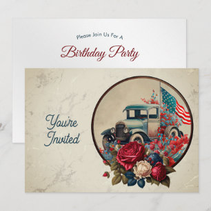 Invitation Anniversaire d'un camion vintage patriotique
