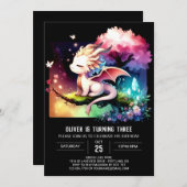 Invitation Anniversaire d'un dragon sur mesure (Devant / Derrière)