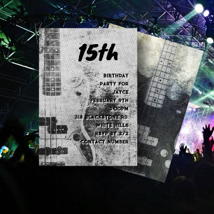 Invitation Anniversaire d'un fils adolescent Grunge Guitar