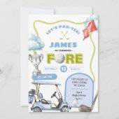Invitation Anniversaire d'un garçon de golf Fore (Devant)