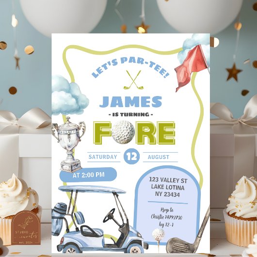 Invitation Anniversaire d'un garçon de golf Fore