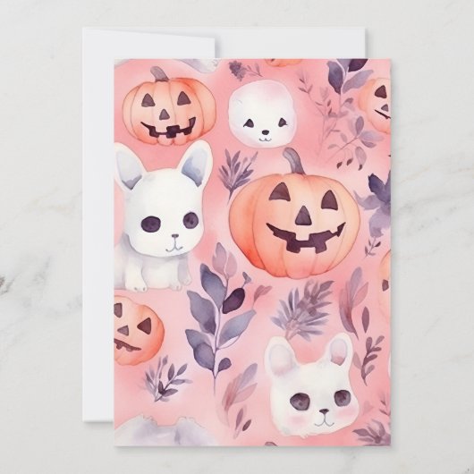 Invitation Anniversaire d'un Halloween rose Éffrayant (Dos)