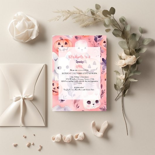 Invitation Anniversaire d'un Halloween rose Éffrayant