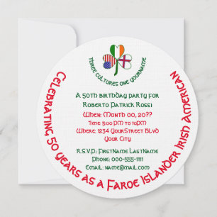 Invitation Anniversaire d'un insulaire féroïen irlandais USA 