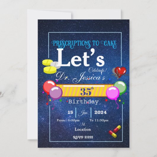 Invitation Anniversaire d'un médecin (Devant)