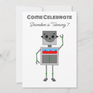 Invitation Anniversaire d'un robot personnalisé pour garçon