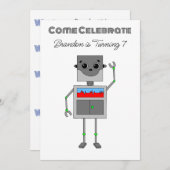 Invitation Anniversaire d'un robot personnalisé pour garçon (Devant / Derrière)