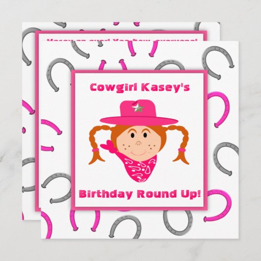 Invitation Anniversaire d'une chevelure rouge de fille de (Devant / Derrière)