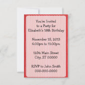 Invitation Anniversaire d'une femme de point rétroactif (Dos)