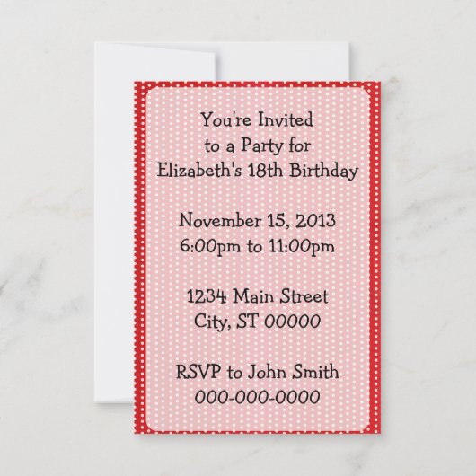 Invitation Anniversaire d'une femme de point rétroactif (Dos)