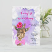 Invitation Anniversaire d'une fille d'un animal sauvage de la (Debout devant)