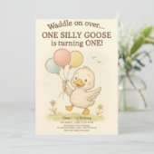 Invitation Anniversaire d'une oie sotte - 1er anniversaire (Debout devant)