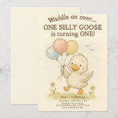 Invitation Anniversaire d'une oie sotte - 1er anniversaire (Devant / Derrière)