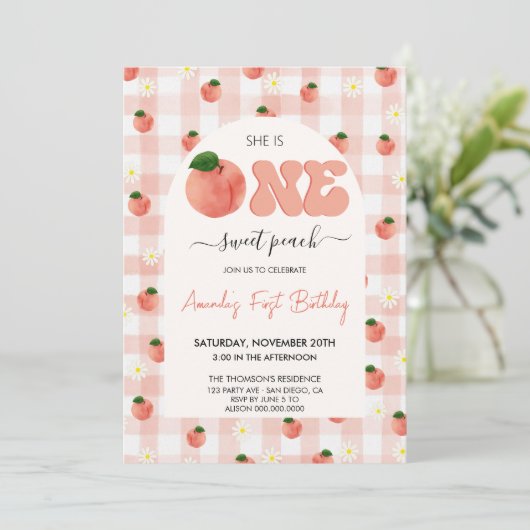 Invitation Anniversaire d'une pêche douce (Debout devant)