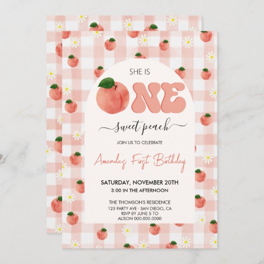 Invitation Anniversaire d'une pêche douce (Devant / Derrière)