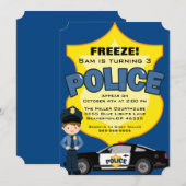 Invitation Anniversaire d'une voiture de police te (Devant / Derrière)