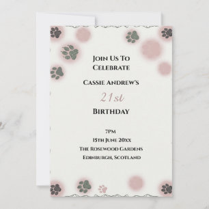 Invitation Anniversaire éditable Amoureux de Chien Empreinte