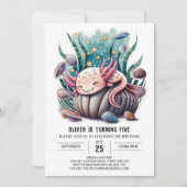 Invitation Anniversaire Editable Axolotl (Devant)