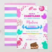 Invitation anniversaire Editable Candy land (Devant / Derrière)