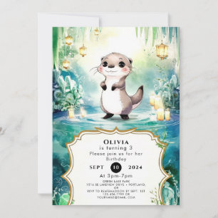 Invitation Anniversaire Editable Lake Otter