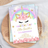 Invitation Anniversaire Editable Rainbow Unicorn