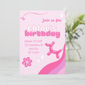 Invitation anniversaire editable rose mignonne (Debout devant)