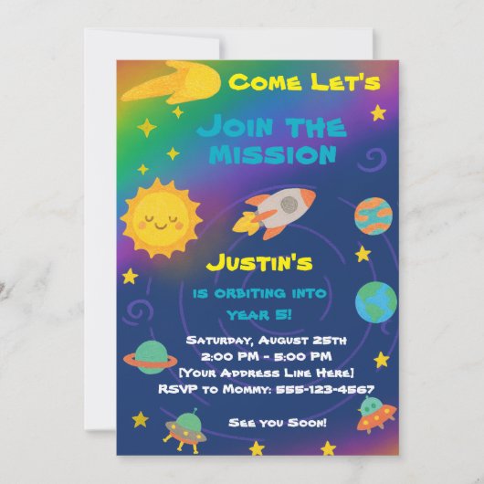 Invitation anniversaire éditable Style Crayon – Sy (Devant)