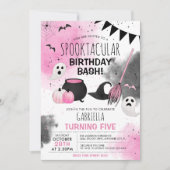 Invitation Anniversaire effrayant de filles mignonnes Hallowe (Devant)
