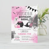 Invitation Anniversaire effrayant de filles mignonnes Hallowe (Debout devant)