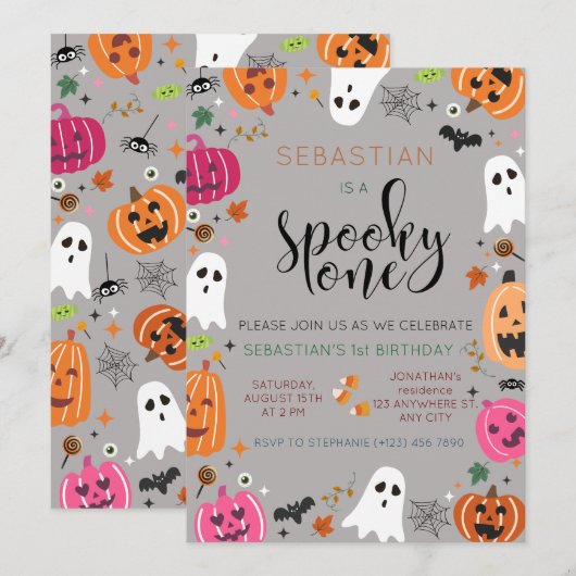 Invitation Anniversaire éffrayant d'un Halloween (Devant / Derrière)