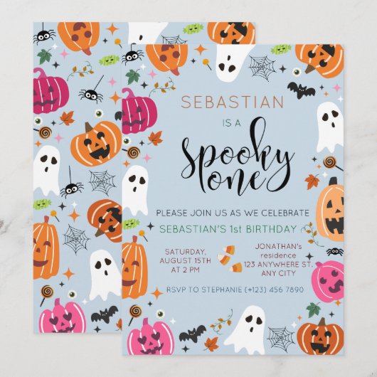 Invitation Anniversaire éffrayant d'un Halloween (Devant / Derrière)